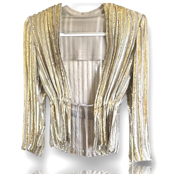 1960s Vintage 💯 % Silk  w Sequins jacket - Picture 2 of 12